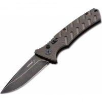 Автоматический складной нож Boker Plus Strike Coyote Spearpoint, сталь AUS-8 BlackWash™ Plain, рукоять анодированный алюминий, BK01BO424 купить в Саратове