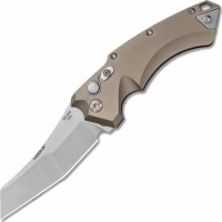 Автоматический складной нож Hogue Wharncliffe EX-A05, клинок Stonewash, сталь 154CM, рукоять пустынный алюминий купить в Саратове