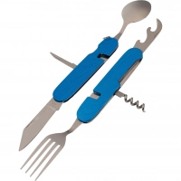 Многофункциональный походный нож (ложка,вилка,нож) 6-в-1, синий купить в Саратове