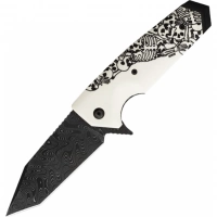 Нож складной Hogue EX-02 Skulls & Bones Tanto, сталь дамасская, рукоять ABS-пластик купить в Саратове