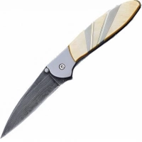 Полуавтоматический складной нож Santa Fe Kershaw Leek, дамасская сталь, рукоять сталь с накладкой из перламутра купить в Саратове