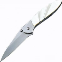 Полуавтоматический складной нож Santa Fe Kershaw Leek, сталь 14C28N, рукоять сталь с накладкой из перламутра купить в Саратове