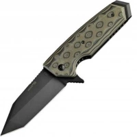 Складной нож Hogue EX-02 Tanto Flipper, сталь 154CM Ceracote™ Firearm Coating, рукоять стеклотекстолит G-Mascus® — Black/Green/Lava купить в Саратове