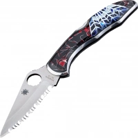 Складной нож Santa Fe Spyderco Delica Serrated, сталь VG-10, рукоять сталь с накладкой из черной яшмы купить в Саратове