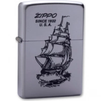 Зажигалка ZIPPO Boat-Zippo Satin Chrome, латунь с ник.-хром. покрыт., сереб., матовая, 36х56х12мм купить в Саратове