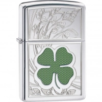 Зажигалка ZIPPO Classic «Клевер» с покрытием High Polish Chrome купить в Саратове