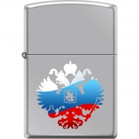 Зажигалка ZIPPO Двуглавый орёл, латунь/сталь с покрытием High Polish Chrome, серебристая, 36x12x56мм купить в Саратове