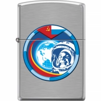 Зажигалка ZIPPO Гагарин с покрытием Brushed Chrome купить в Саратове