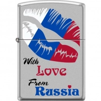 Зажигалка ZIPPO Из России с любовью, латунь/сталь с покрытием Satin Chrome, матовая, 36x12x56 мм купить в Саратове